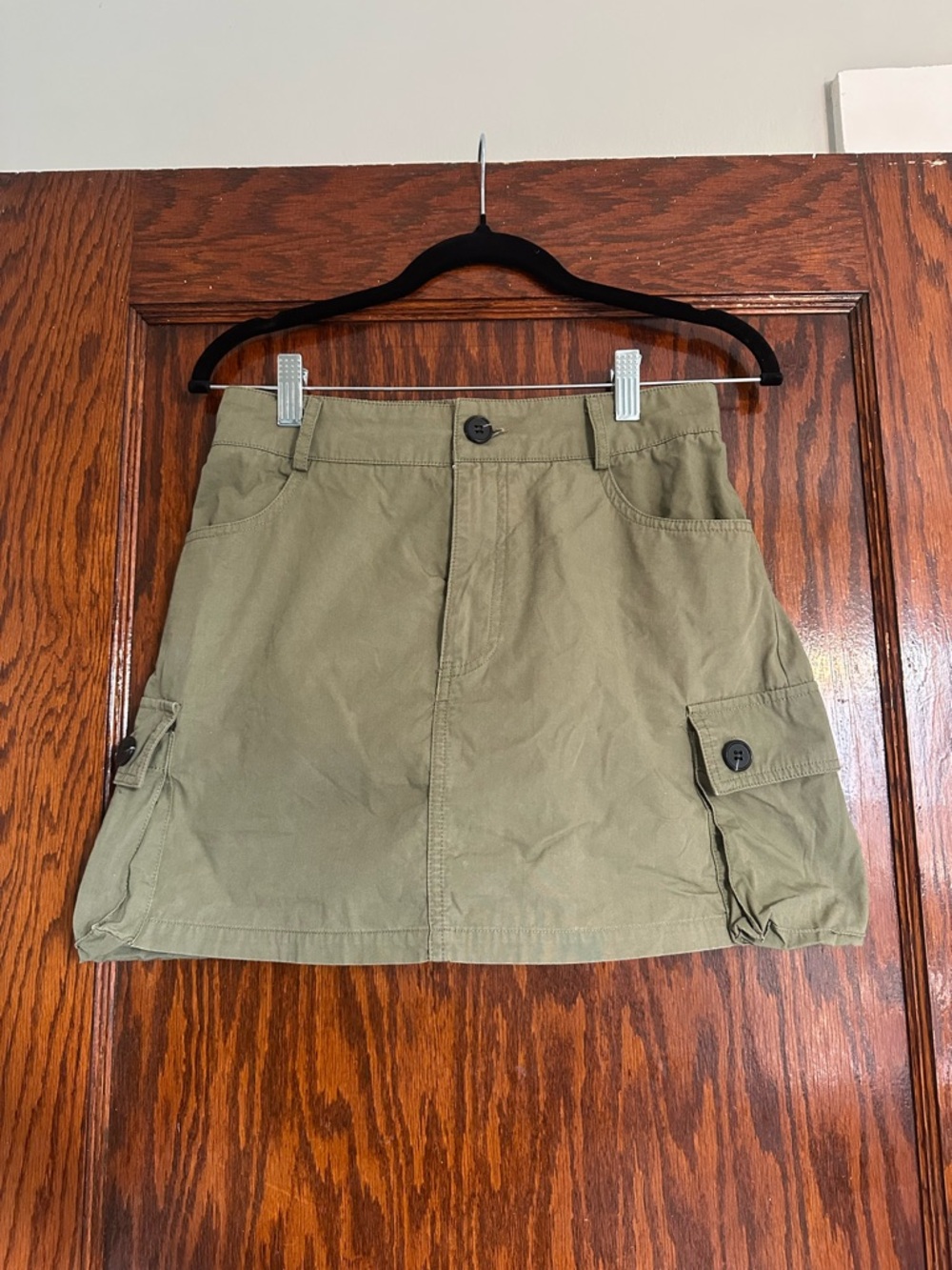 Olive Green Cargo Utility Mini Skirt